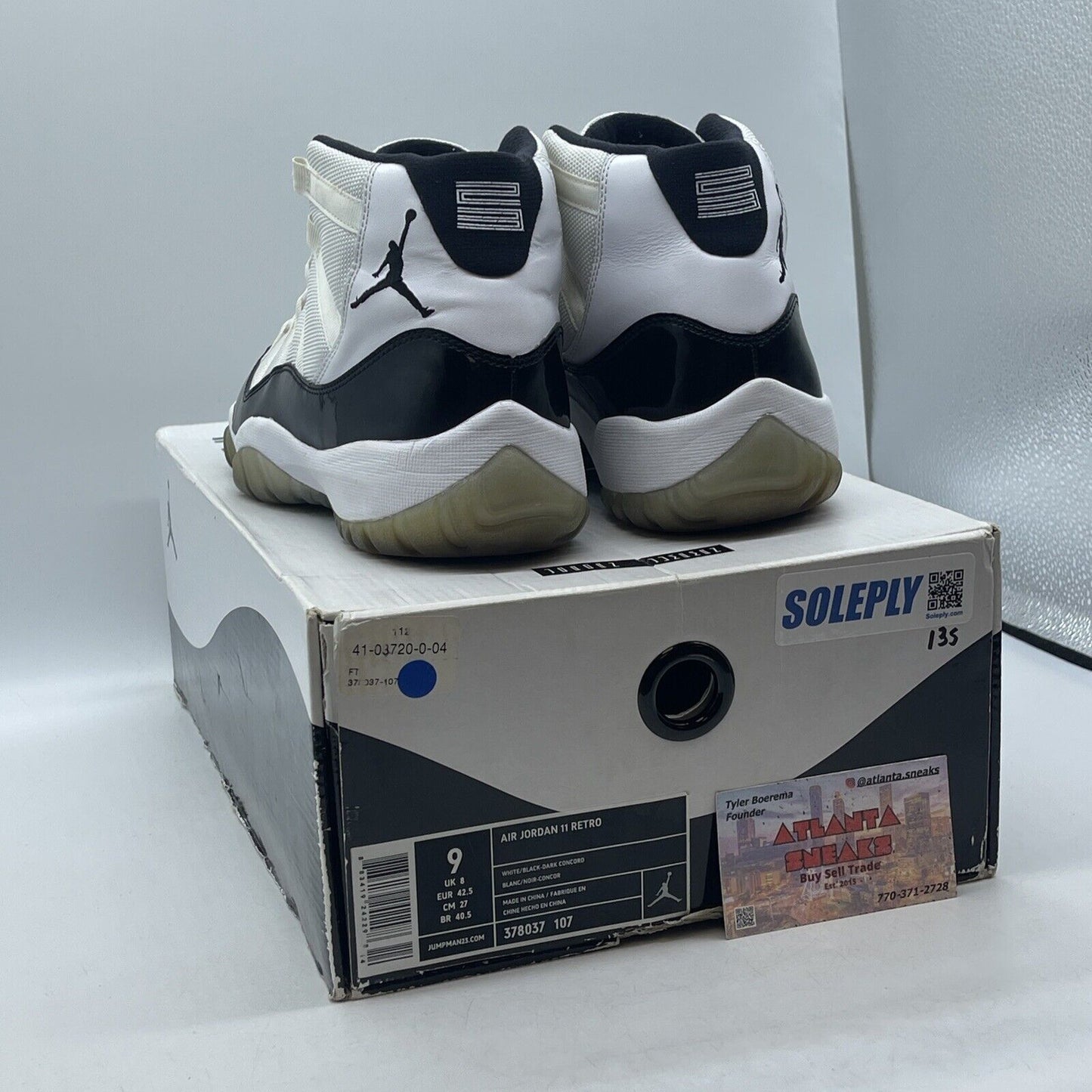 Size 9 - Jordan 11 Retro Concord 2011 White Black Leather Suede (378037-107)