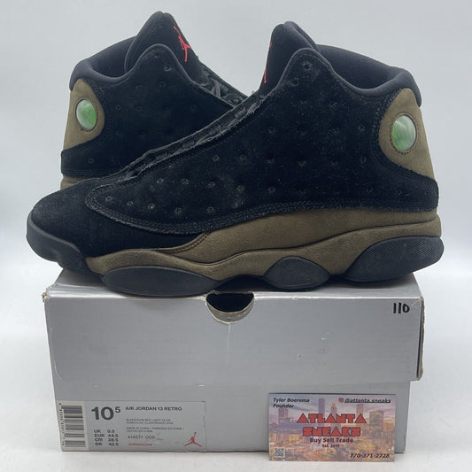 Size 10.5 - Air Jordan 13 Retro Olive Green Black Suede Leather (414571-006)