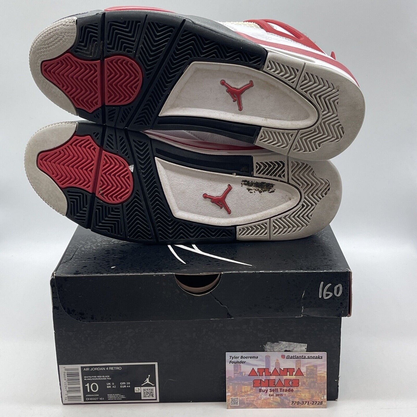 Size 10 - Jordan 4 Retro Mid Red Cement White Black Leather (DH6927-161)