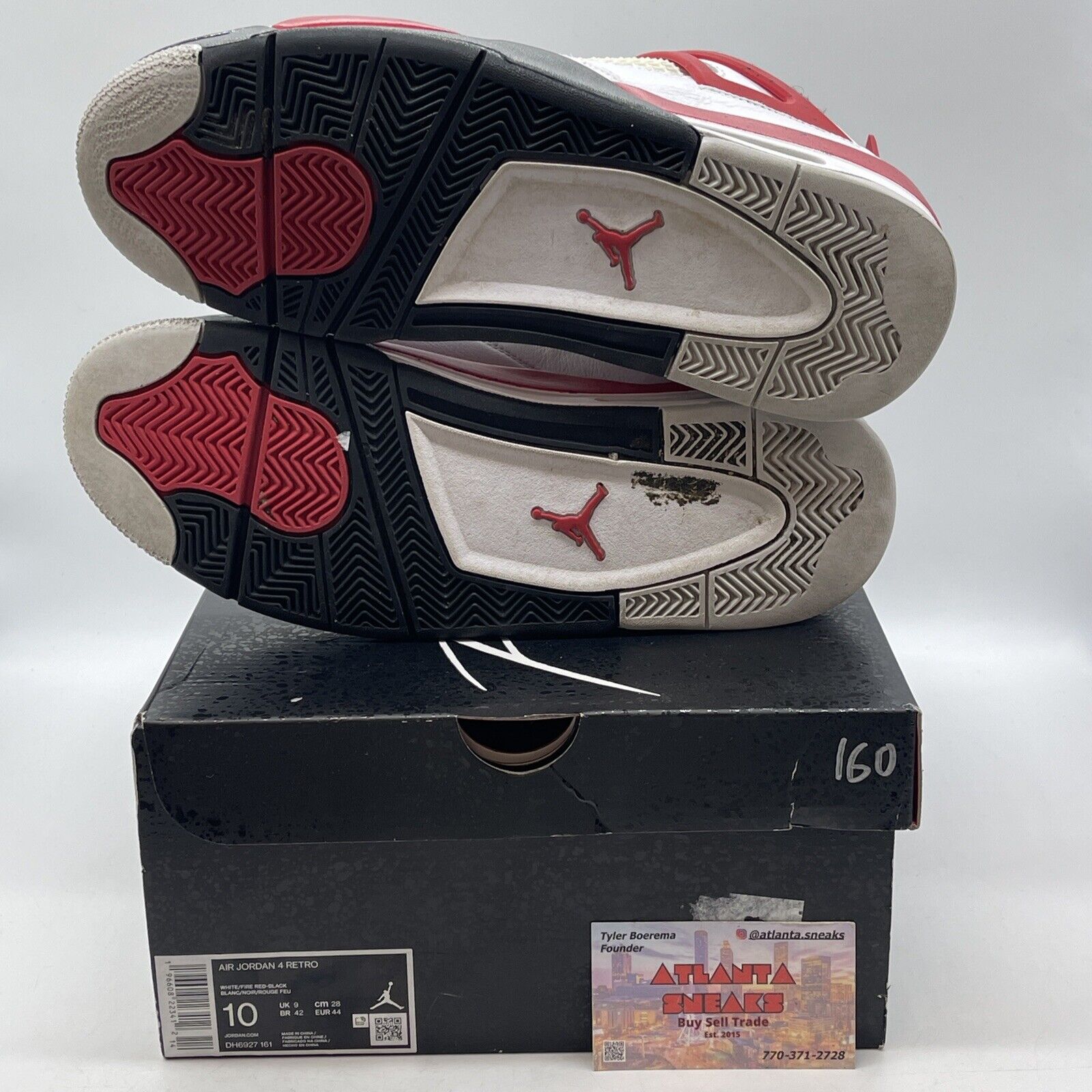 Size 10 - Jordan 4 Retro Mid Red Cement White Black Leather (DH6927-161)