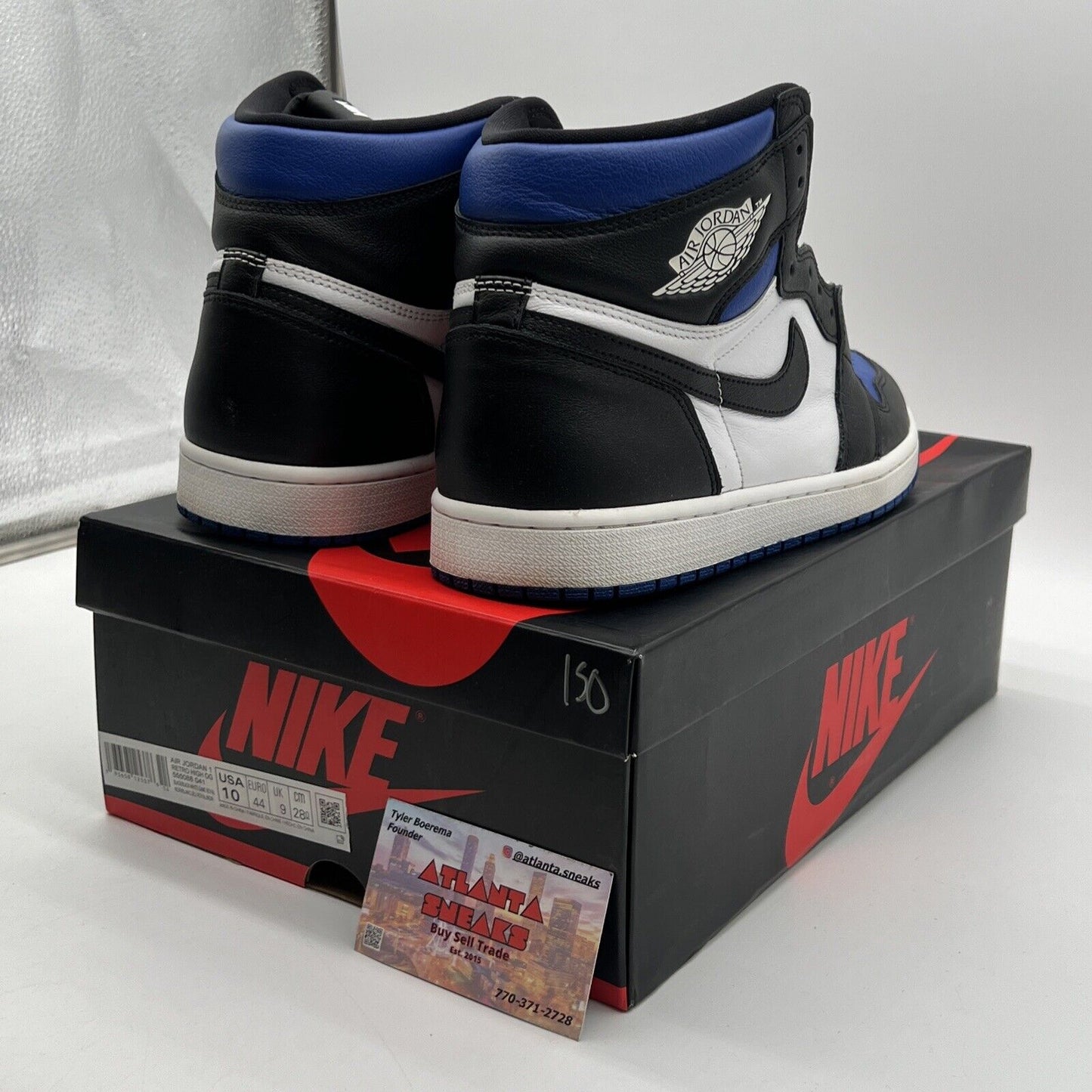 Size 10 - Jordan 1 Retro OG High Royal Toe Black White Blue Leather (555088-041)