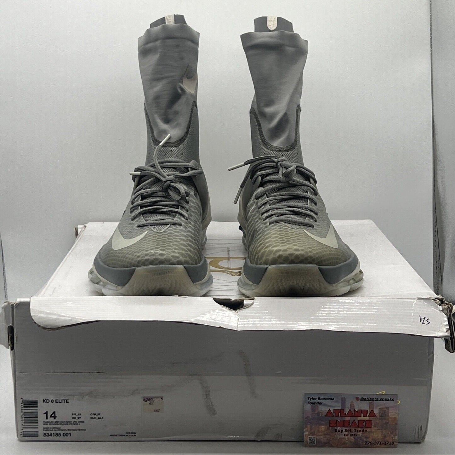 Size 14 - Nike KD 8 Elite Tumbled Grey (834185-001)