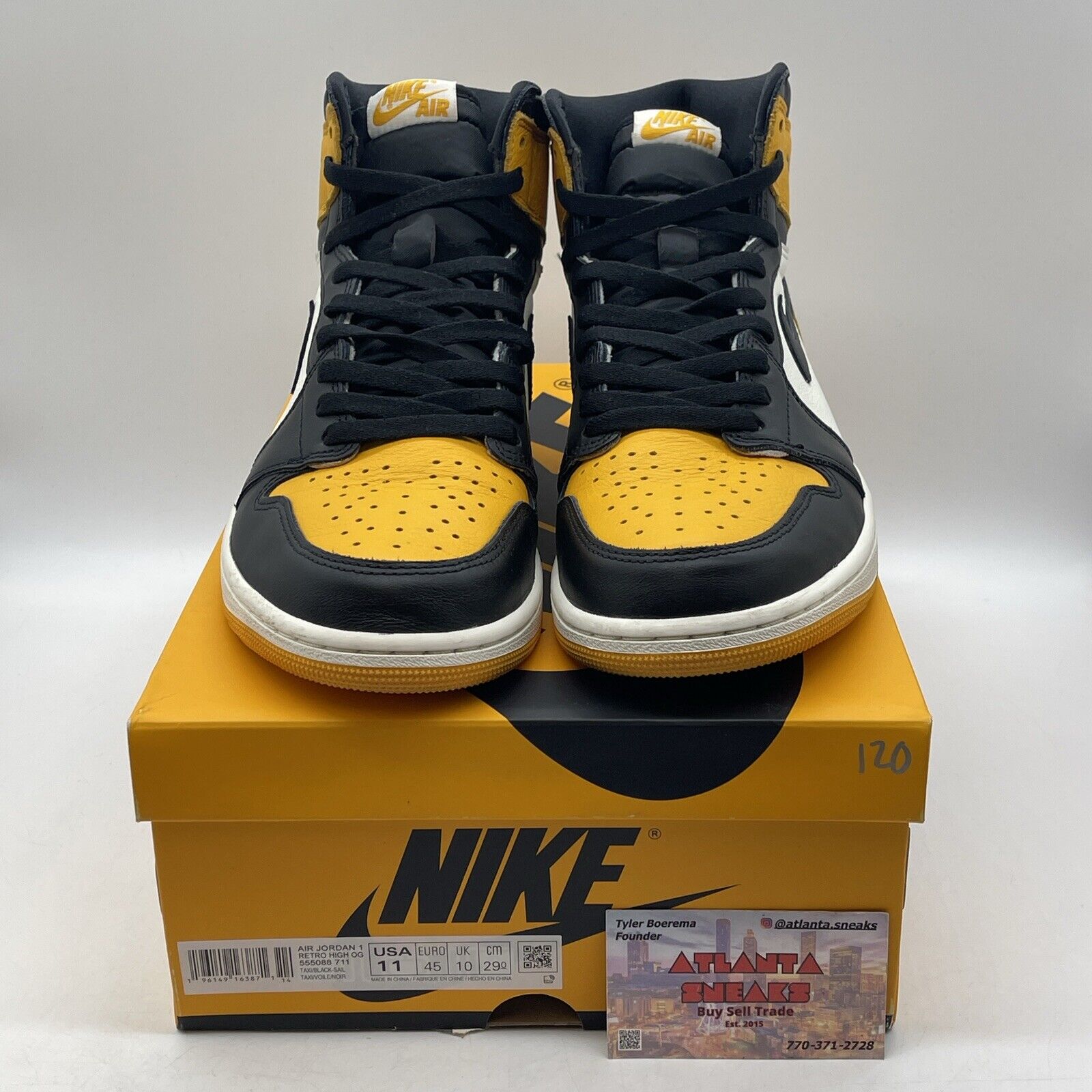 Size 11 - Jordan 1 Retro OG High Yellow Toe White Black Leather (555088-711)