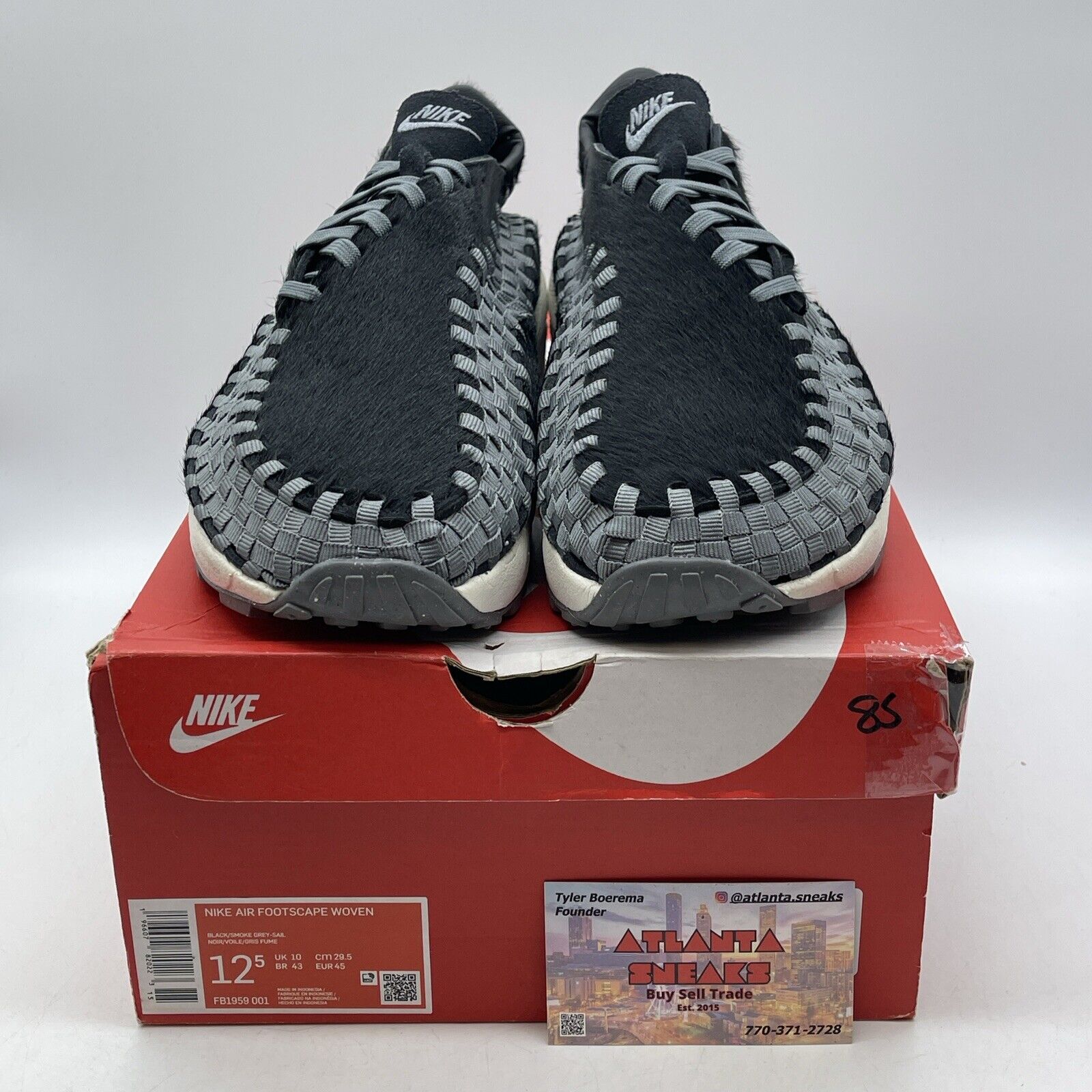 Size 12.5W - Nike Air Footscape Woven Black Smoke Grey Suede (FB1959-001)