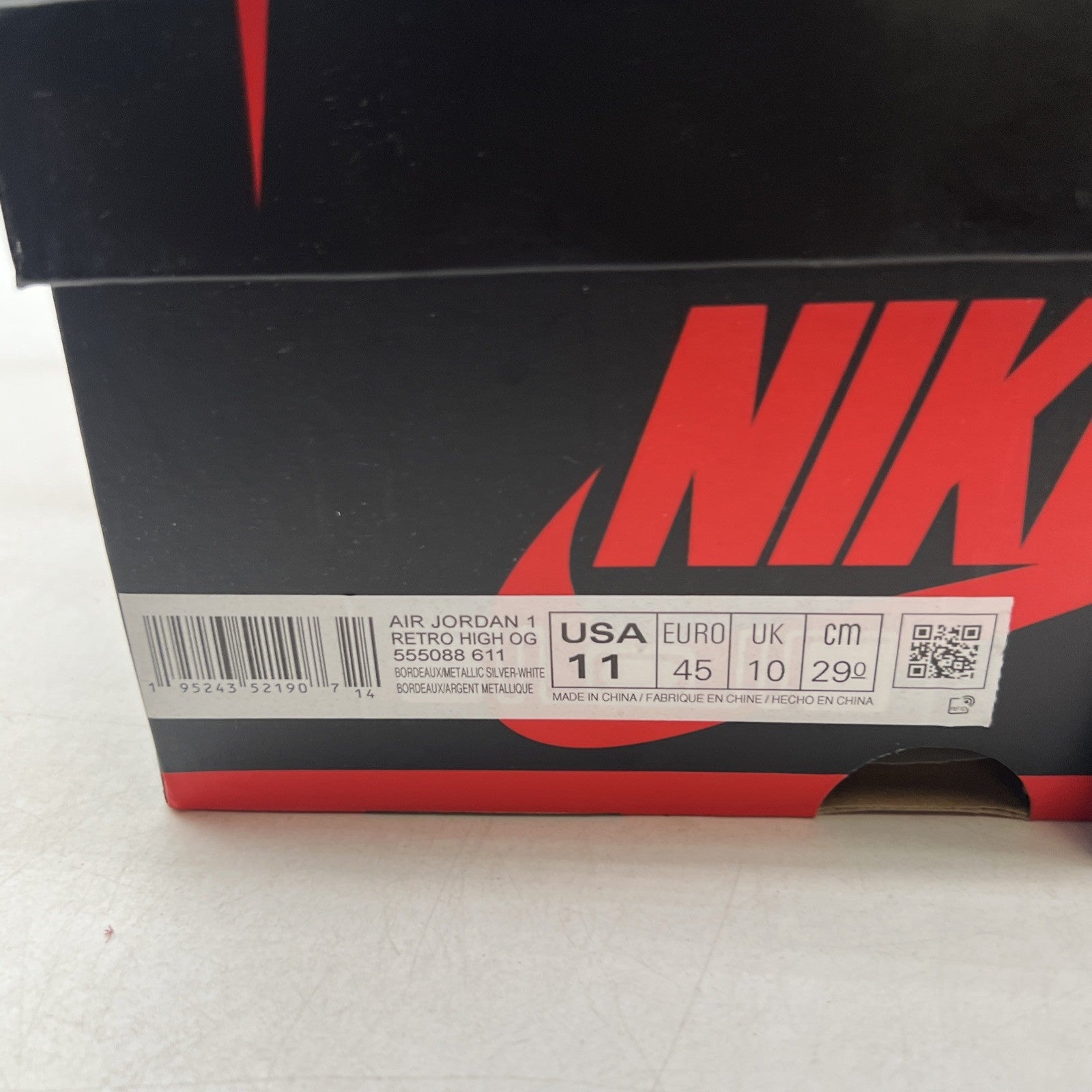 Size 11 - Air Jordan 1 Retro High OG Bordeaux (555088-611)