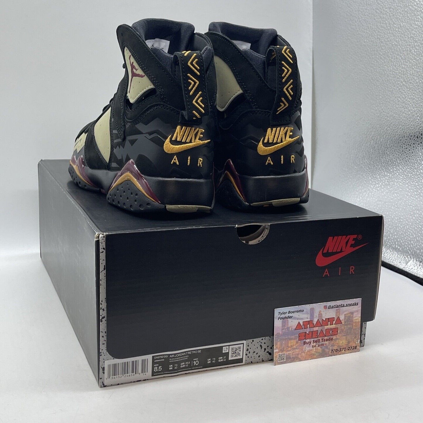 Size 8.5 - Jordan 7 Retro Black Olive Yellow Suede (DN9782-001)