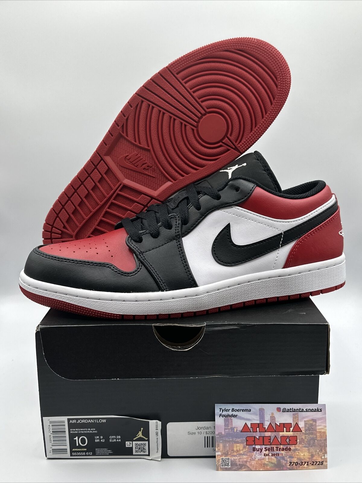 Size 10 - Jordan 1 Low Bred Toe 2021