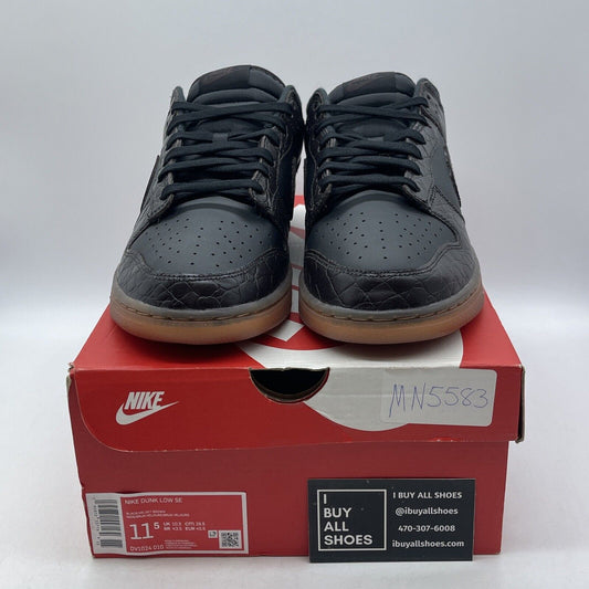 Size 11.5 - Nike Dunk SE Low Velvet Brown Black Leather (DV1024-010)