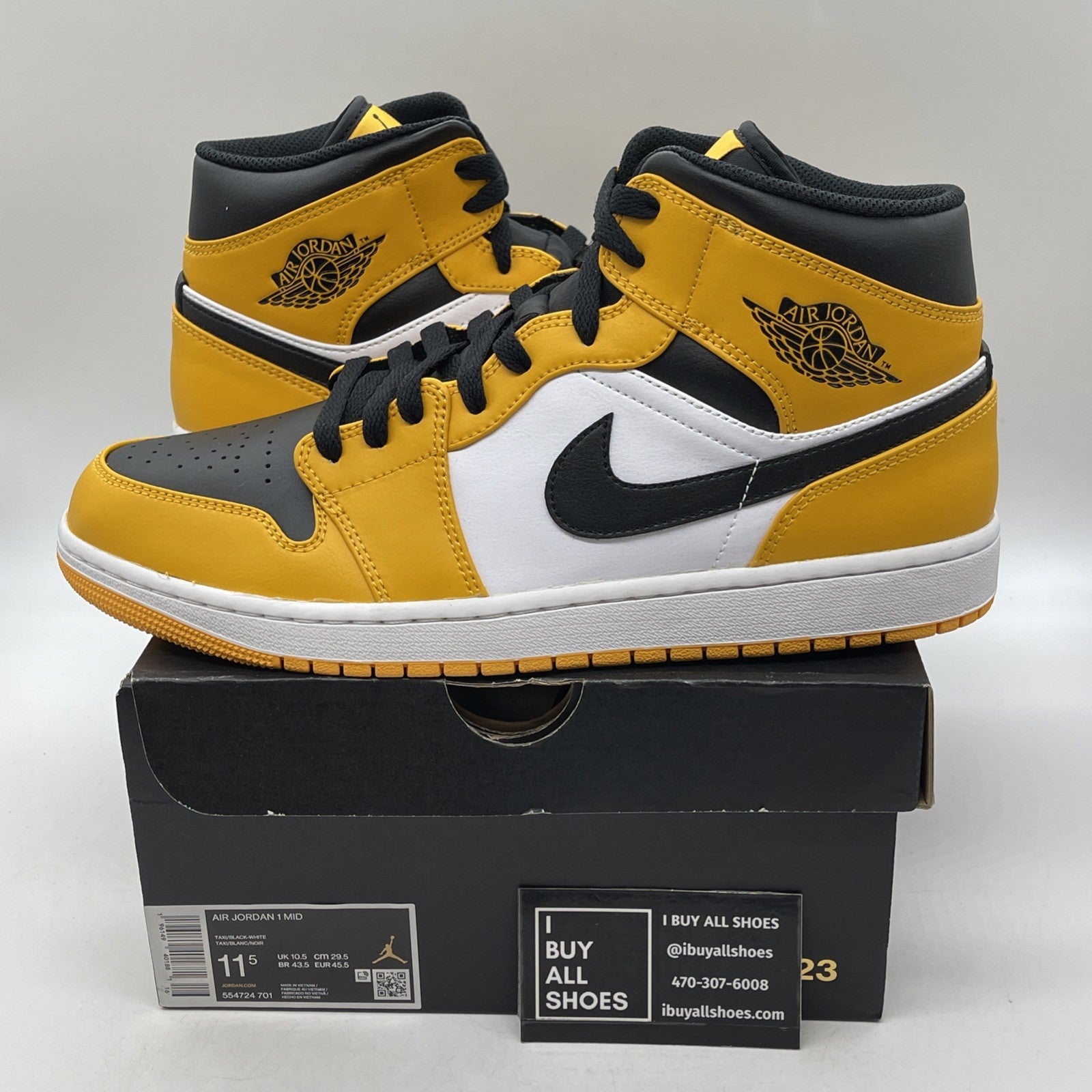 Size 11.5 - Air Jordan 1 Mid Taxi 2022 Leather (554724-701)