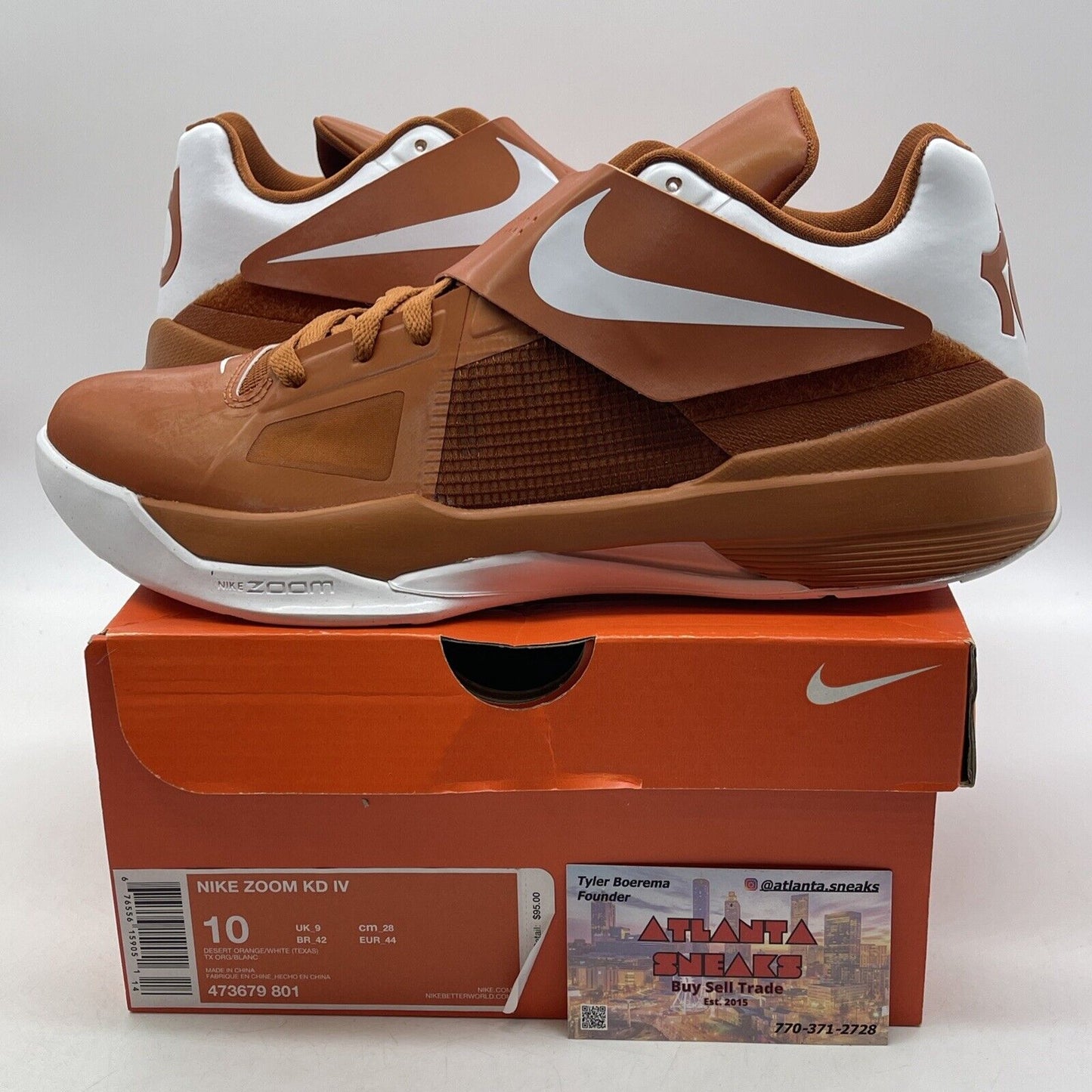 Size 10 - Nike Zoom KD 4 Texas Brown White Leather (473679-801)