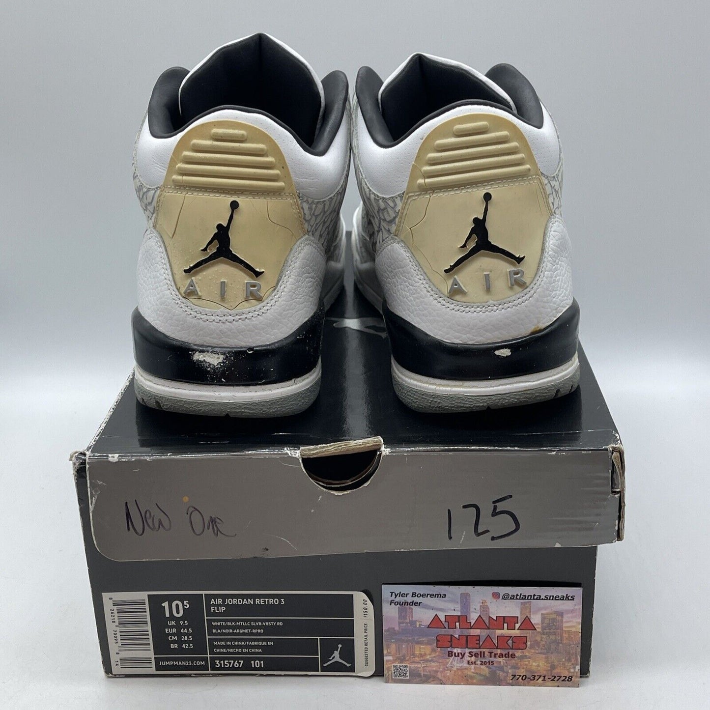 Size 10.5 - Air Jordan 3 Retro Flip White Black Grey Suede Leather (315767-101)