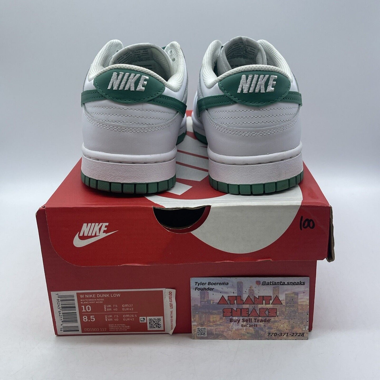 Size 10W - Nike Dunk Low Green Noise White Leather (DD1503-112)