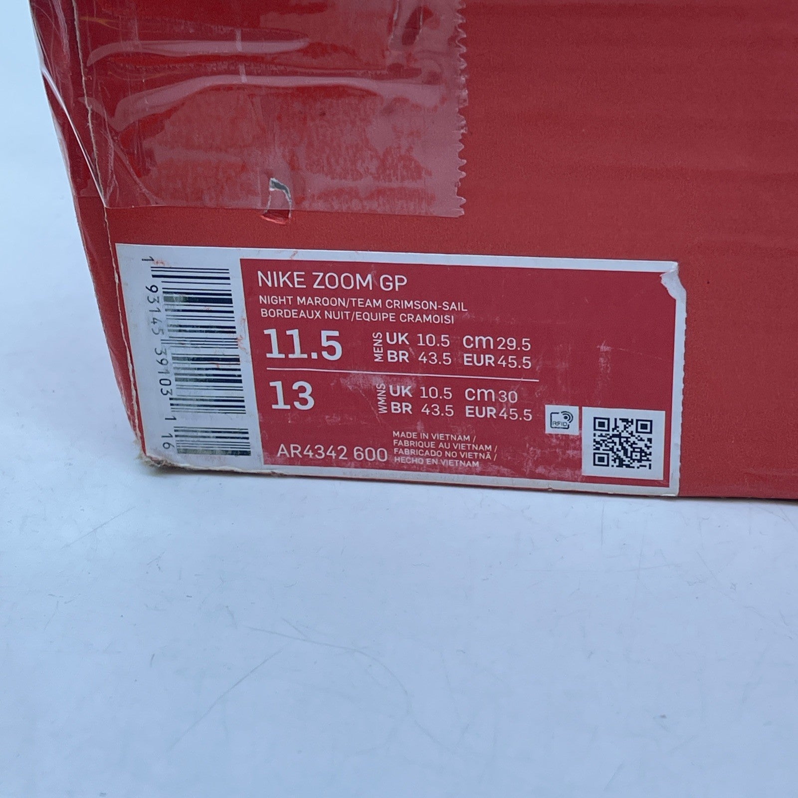 Size 11.5 - Nike Zoom GP Maroon (AR4342-600)