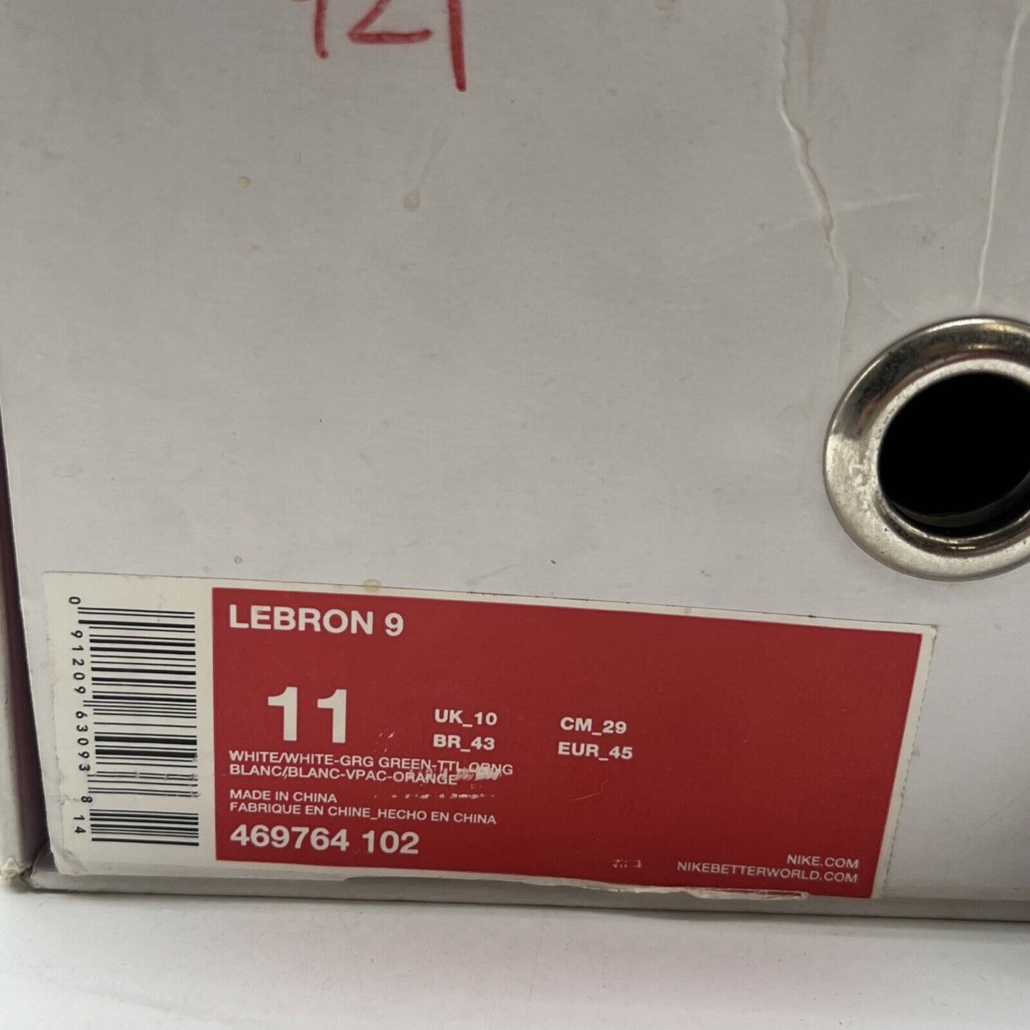 Size 11 - Nike LeBron 9 Miami Hurricanes (469764-102)