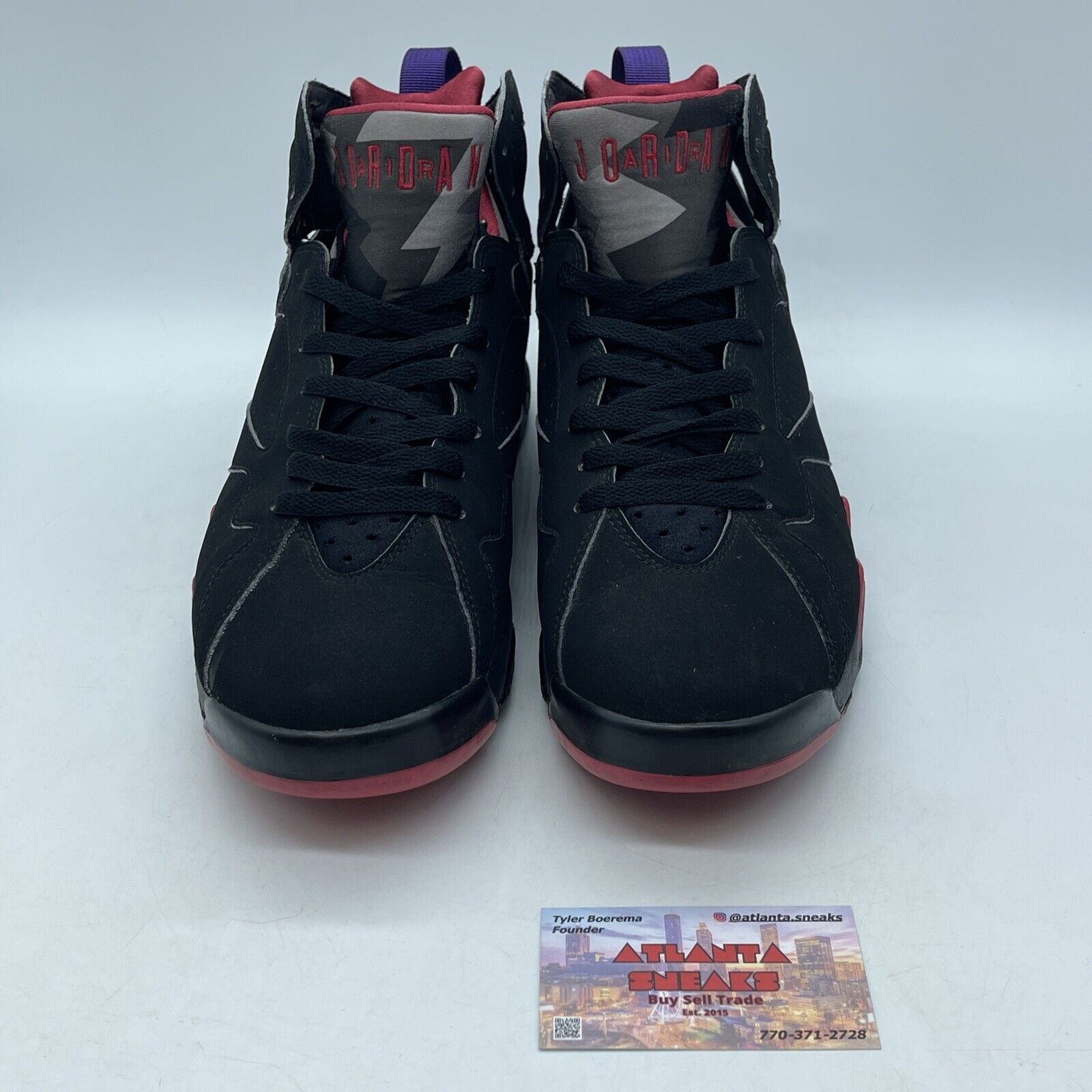 Size 10.5 - Air Jordan 7 Retro 2012 Raptor Black Red Purple (304775-018)