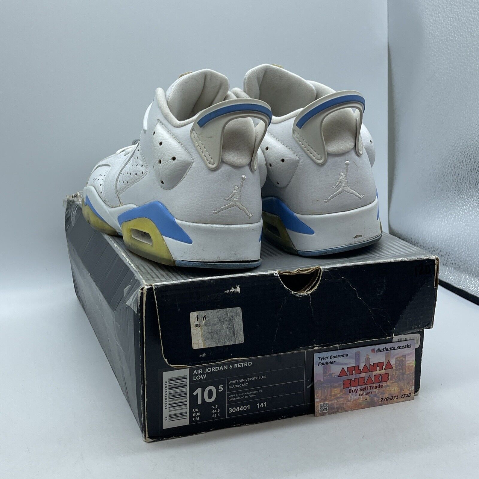 Size 10.5 - Air Jordan 6 Retro Low University Blue White Leather (304401-141)