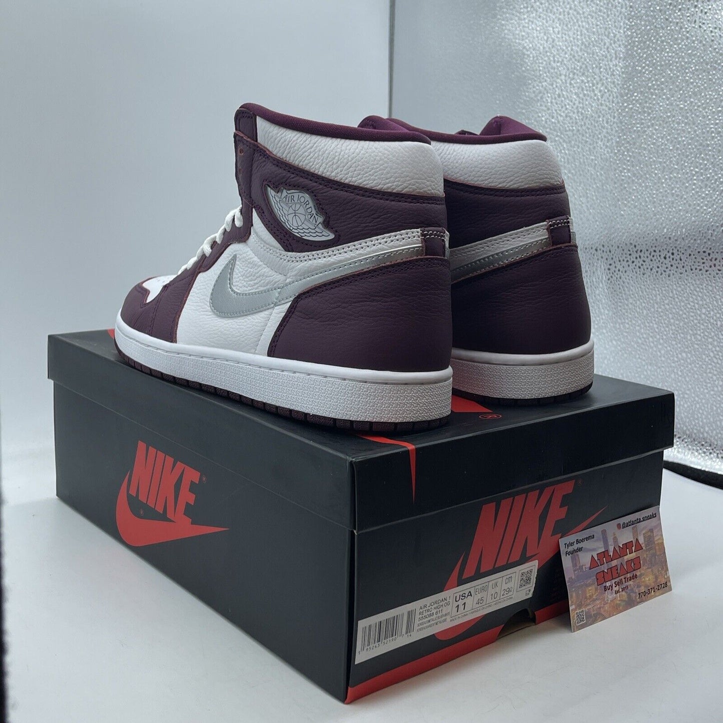 Size 11 - Jordan 1 Retro High OG Bordeaux White Sliver Leather (555088-611)