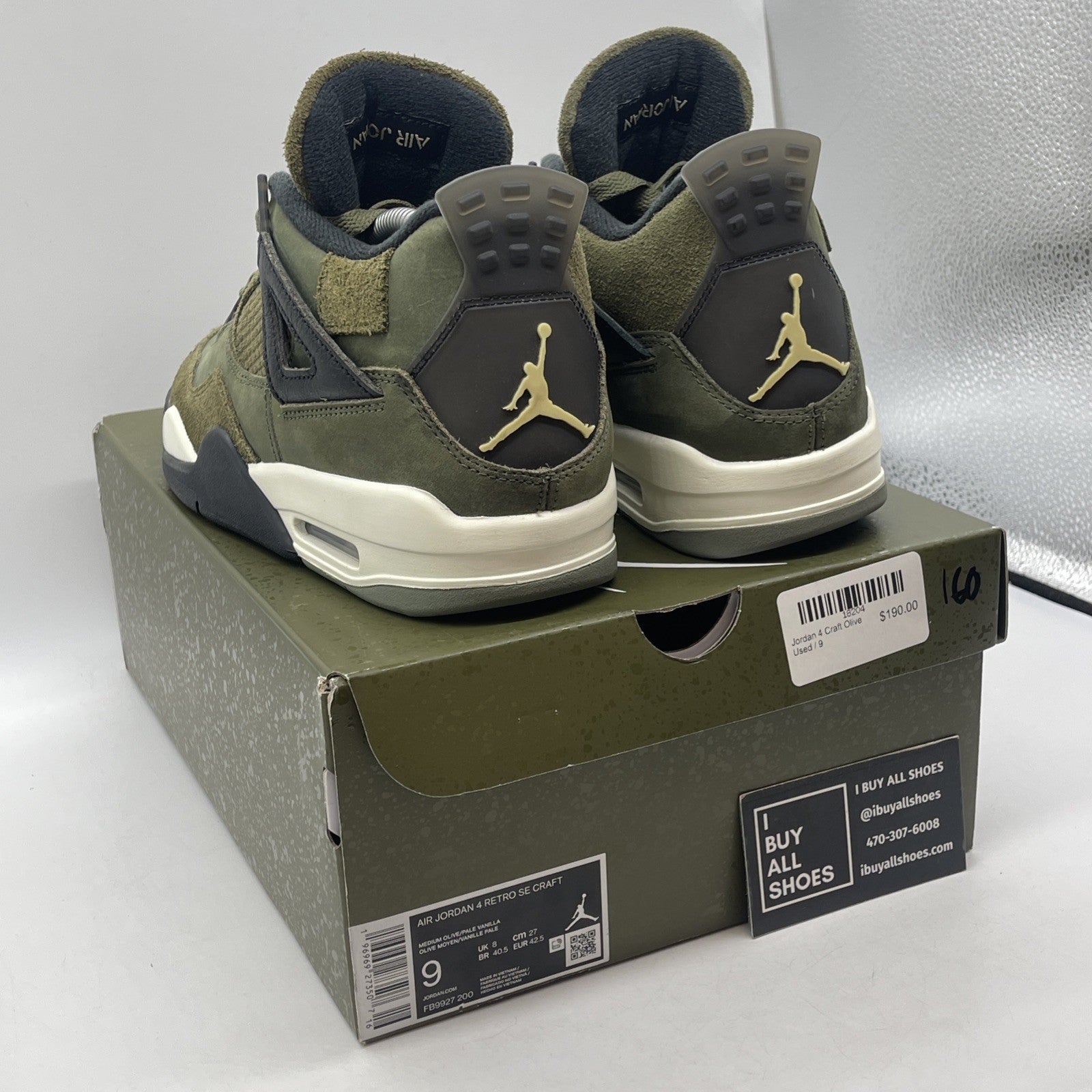 Size 9 - Jordan 4 SE Retro Low Craft Olive Black Leather Suede (FB9927-200)