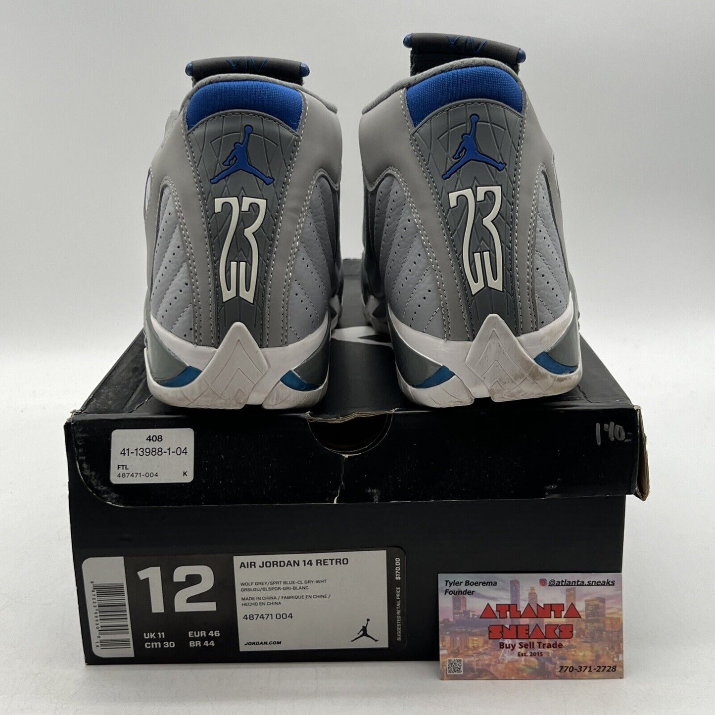 Size 12 - Air Jordan 14 Retro Wolf Grey White Blue Suede (487471-004)