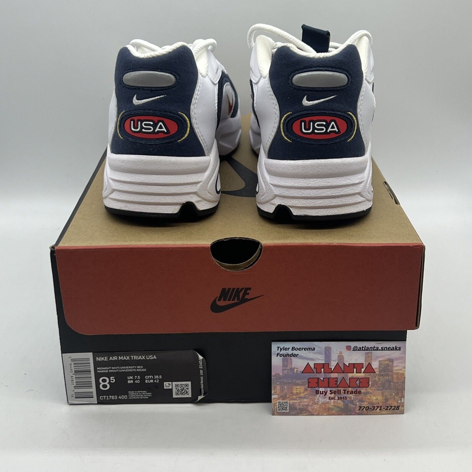 Size 8.5 - Nike Air Max Triax 96 USA 2020 Brand New Og All White Navy Red Gold