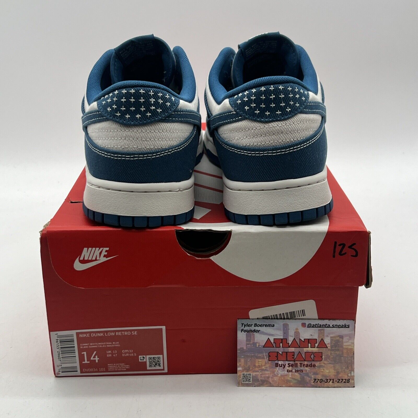 Size 14 - Nike Dunk Low SE Sashiko - Industrial Blue White (DV0834-101)