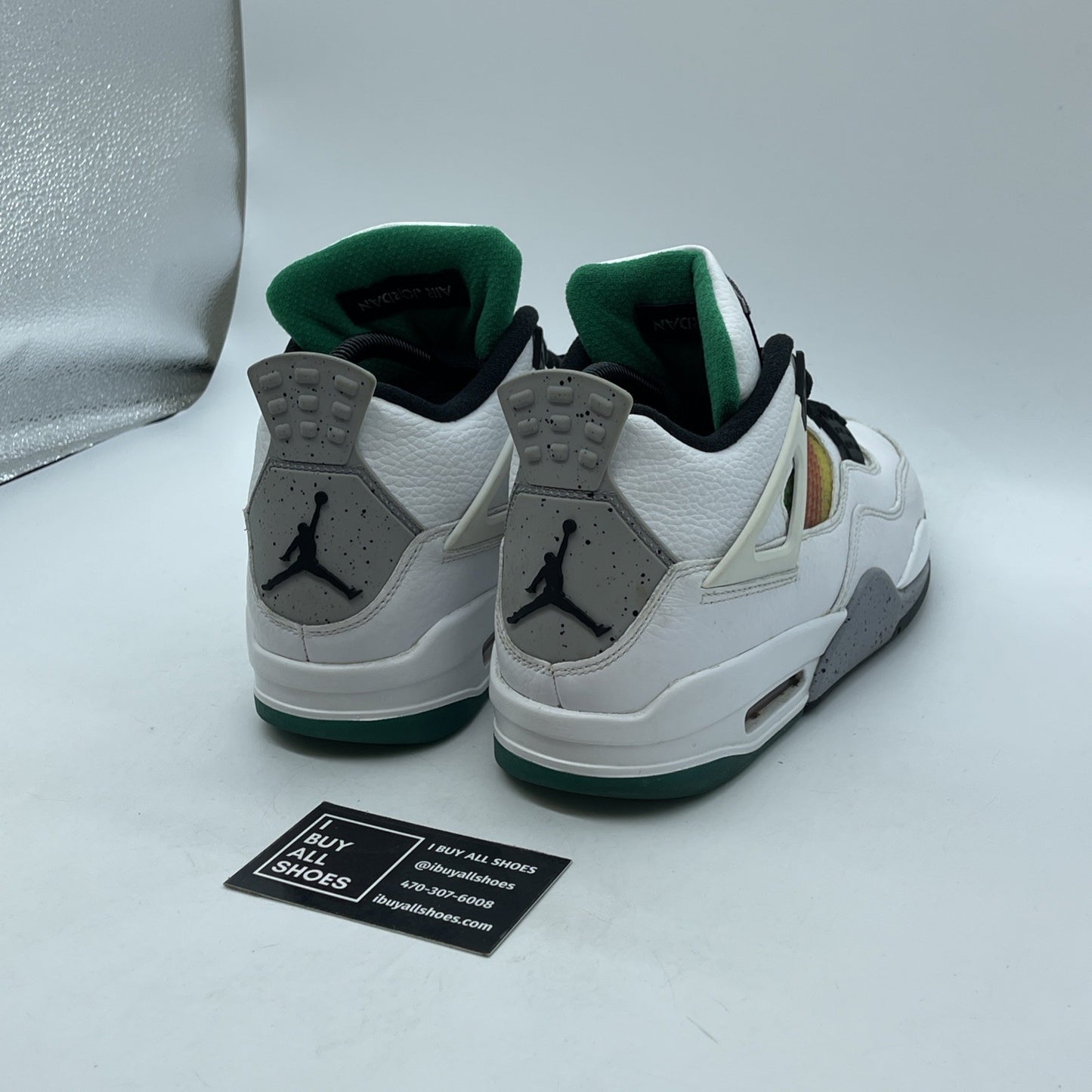 Size 9W - Air Jordan 4 Retro Rasta White Grey Leather (AQ9129-100)