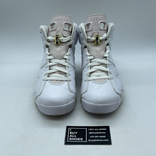 Size 11W - Air Jordan 6 Retro Gold Hoops White Pink Leather (DH9696-100)