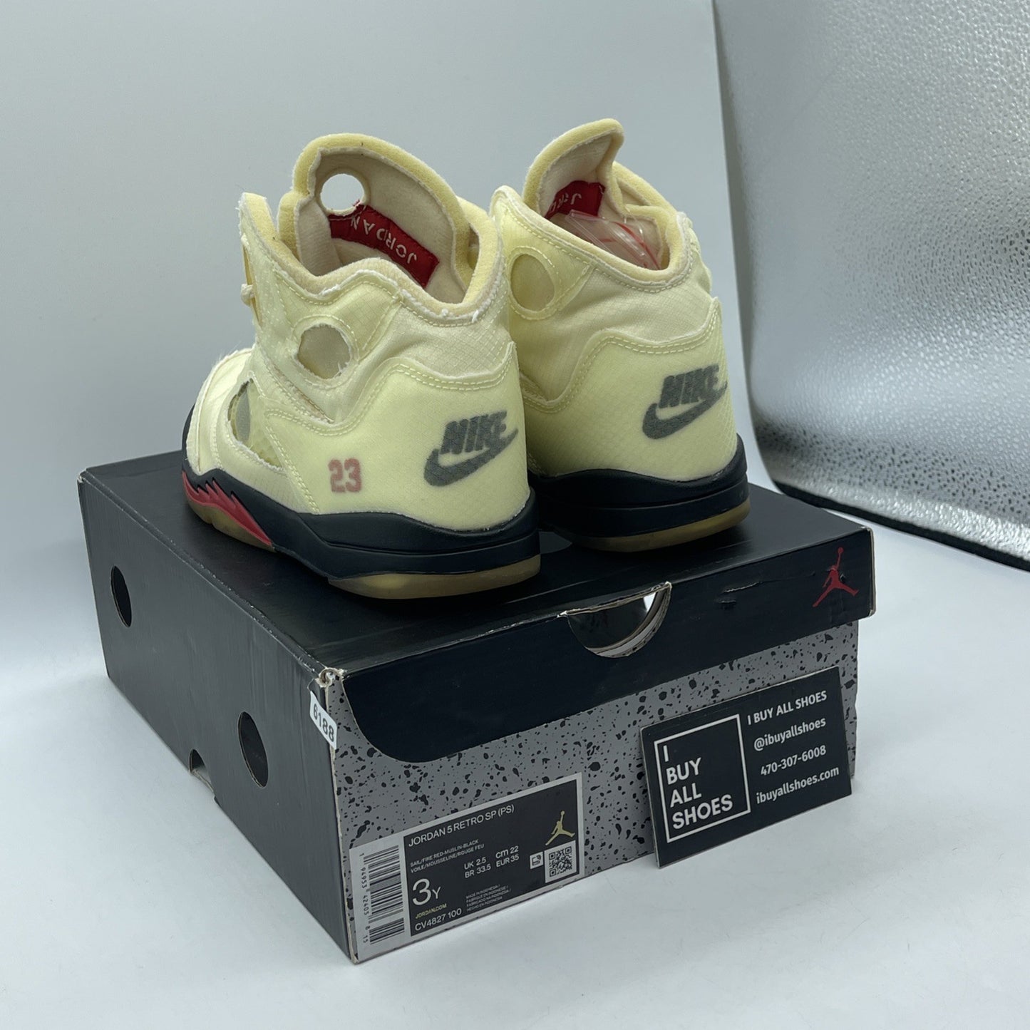 Size 3Y(PS) - Jordan 5 Retro SP x Off-White Mid Sail Suede (CV4827-100)