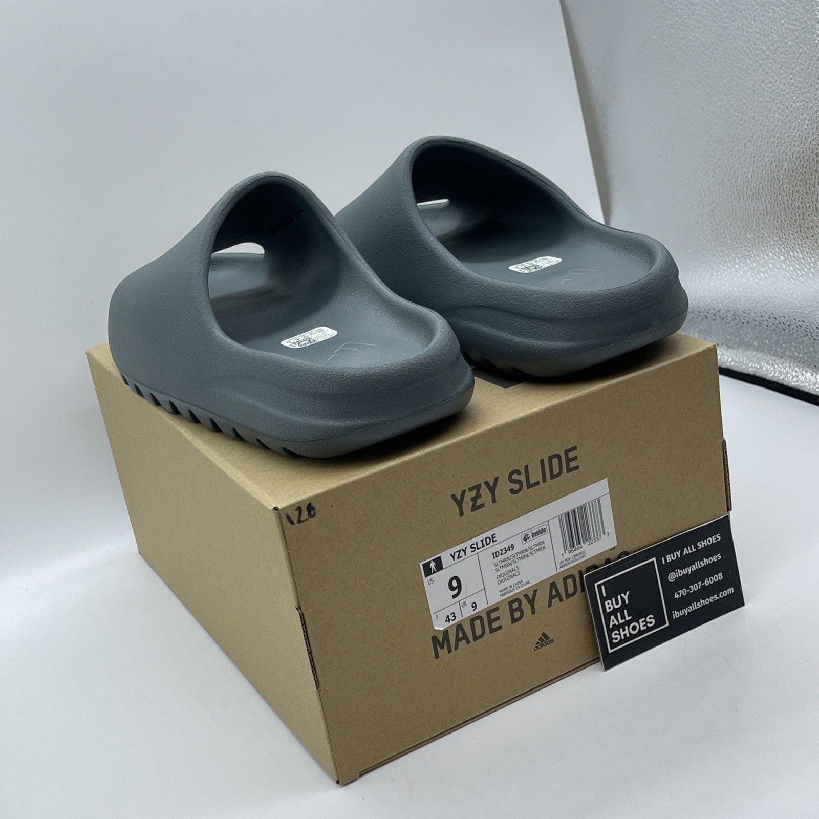 Size 9 - Yeezy Slide Slate Marine Grey Rubber (ID2349)