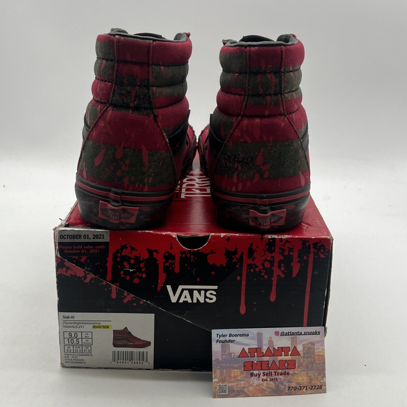 Size 9 - VANS House of Terror x Sk8- High The Nightmare on Elm Street