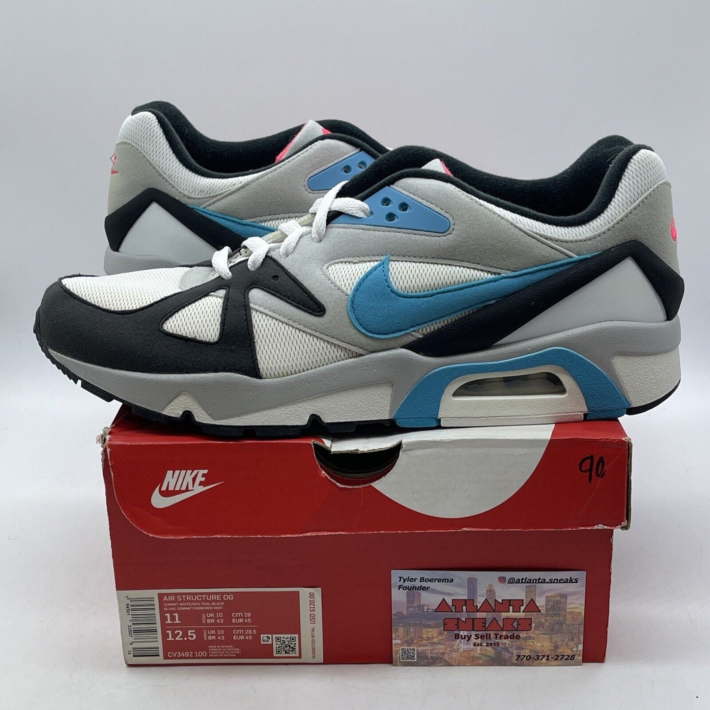 Size 11 - Nike Air Structure Triax 91 OG 2021 Neo Teal Suede Leather (CV3492-100