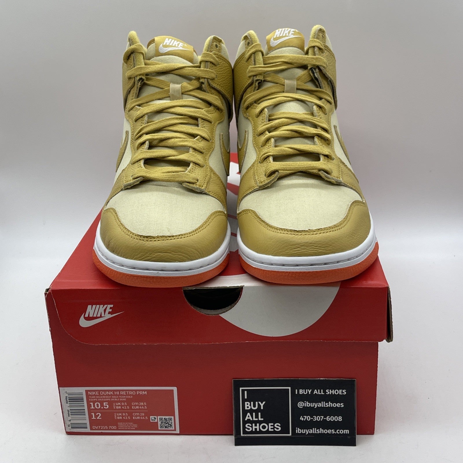 Size 10.5 -  Nike Dunk Hi Retro PRM Wheat Gold Suede Leather  (DV7215-700)
