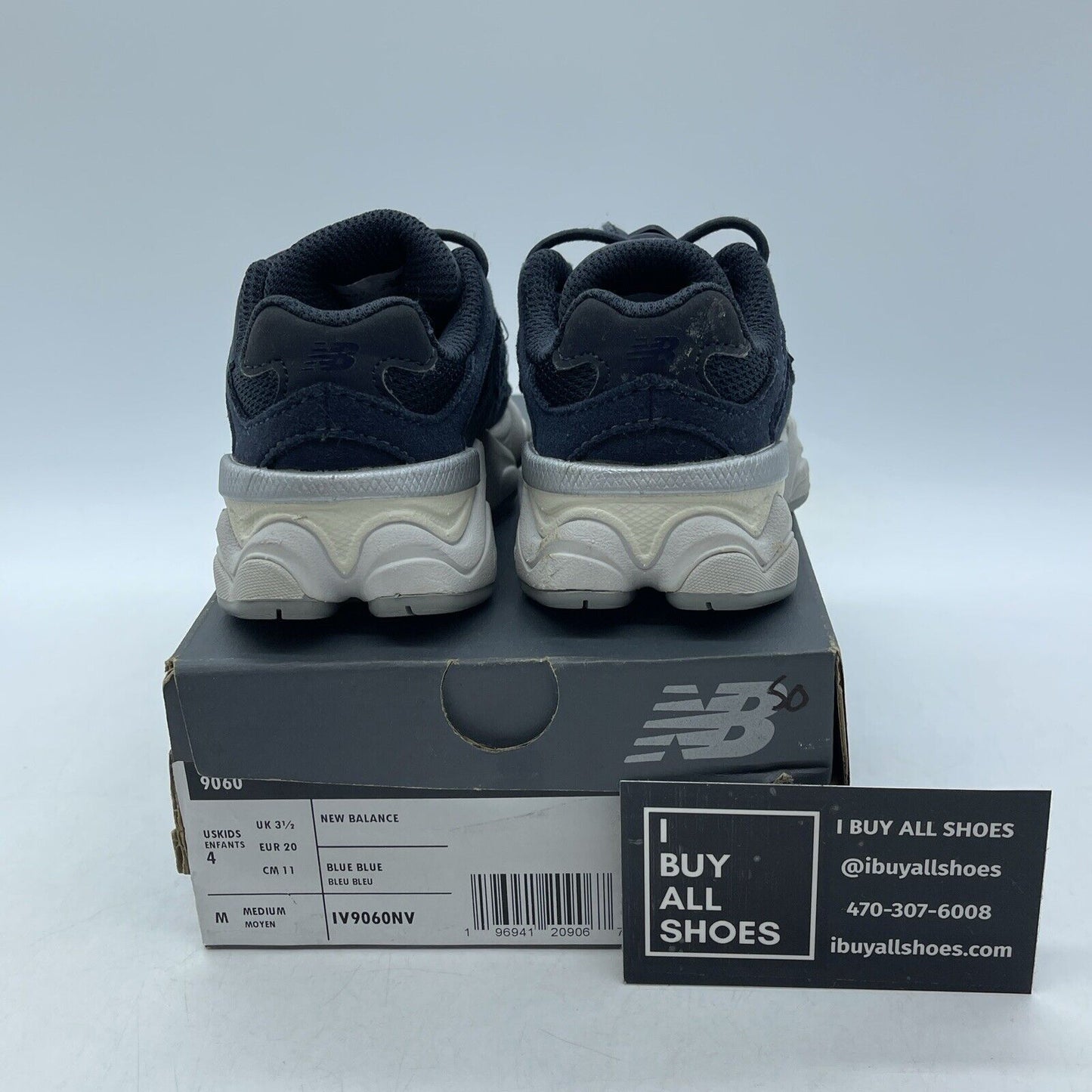 Size 4C - Toddler Kid's New Balance 9060 Eclipse Navy Suede Leather  (IV9060NV)