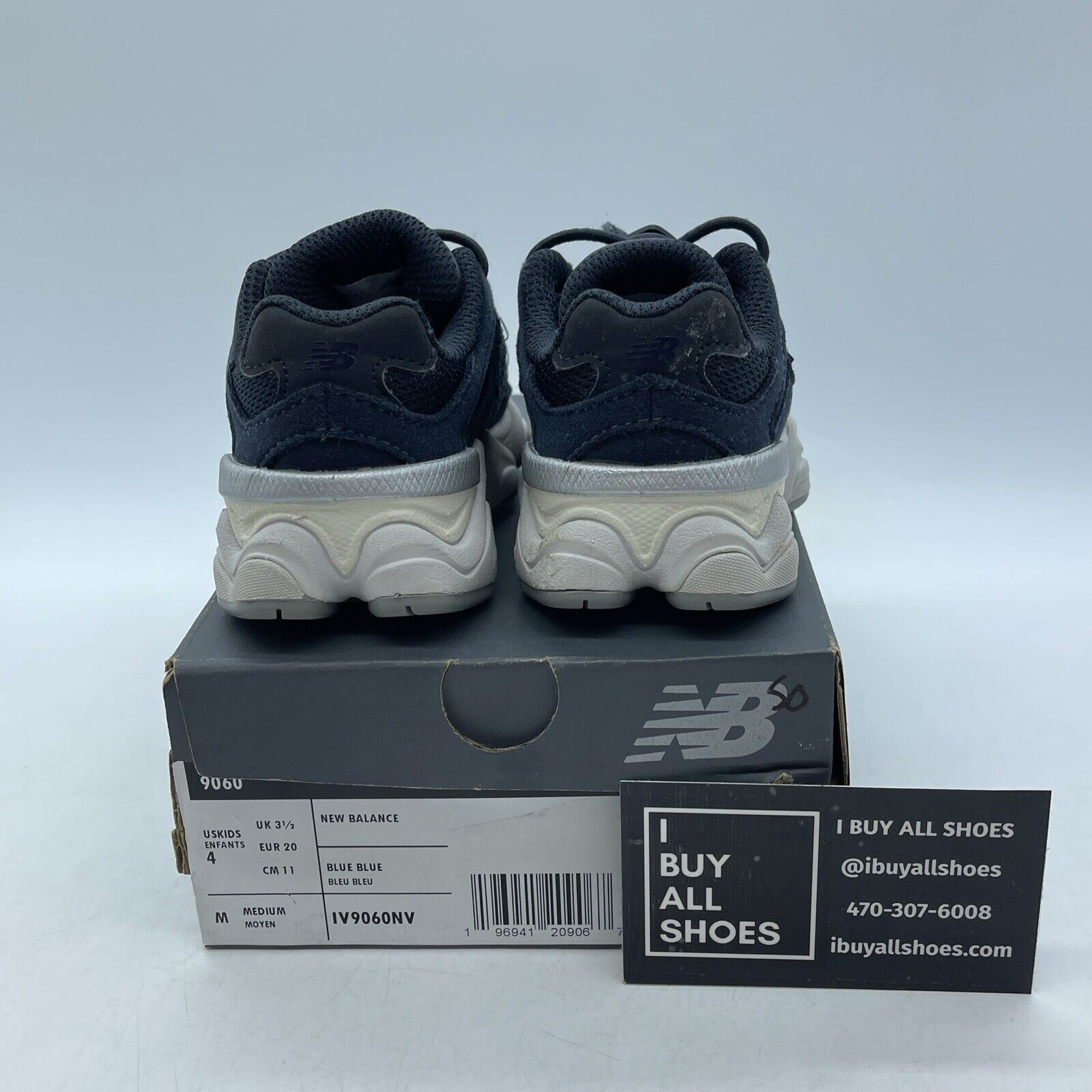 Size 4C - Toddler Kid's New Balance 9060 Eclipse Navy Suede Leather  (IV9060NV)