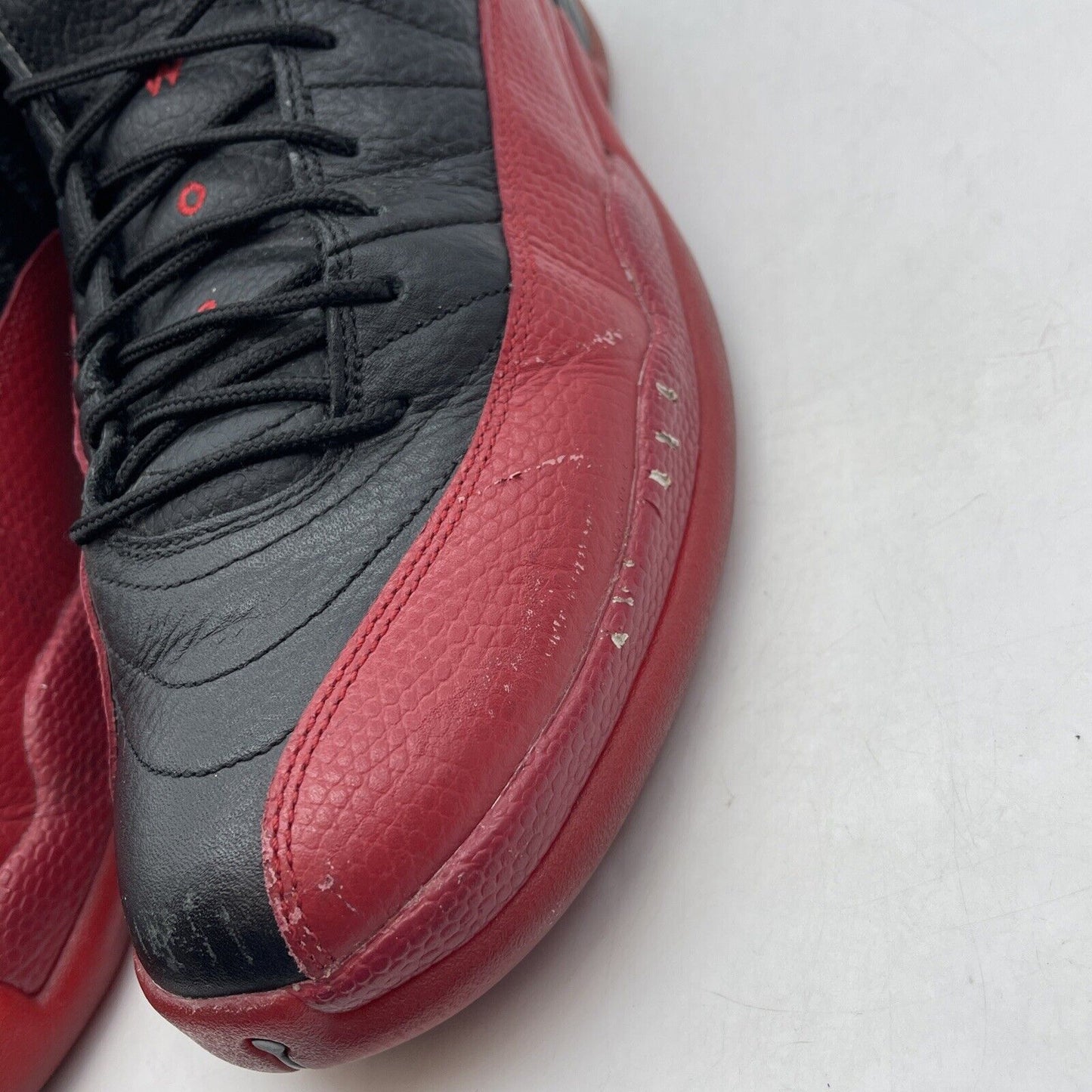 Size 10.5 - Jordan 12 Retro Mid Flu Game Black Red Leather (130690-002)