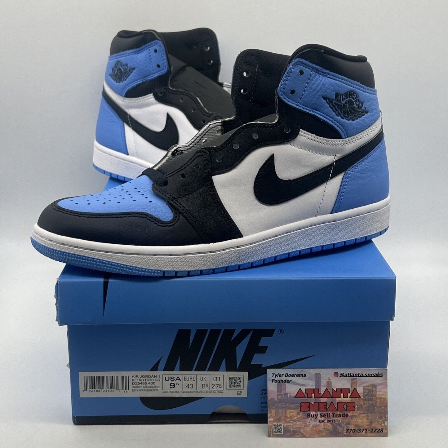 Size 9.5 - Jordan 1 Retro OG High UNC Toe Navy White Leather (DZ5585-400)