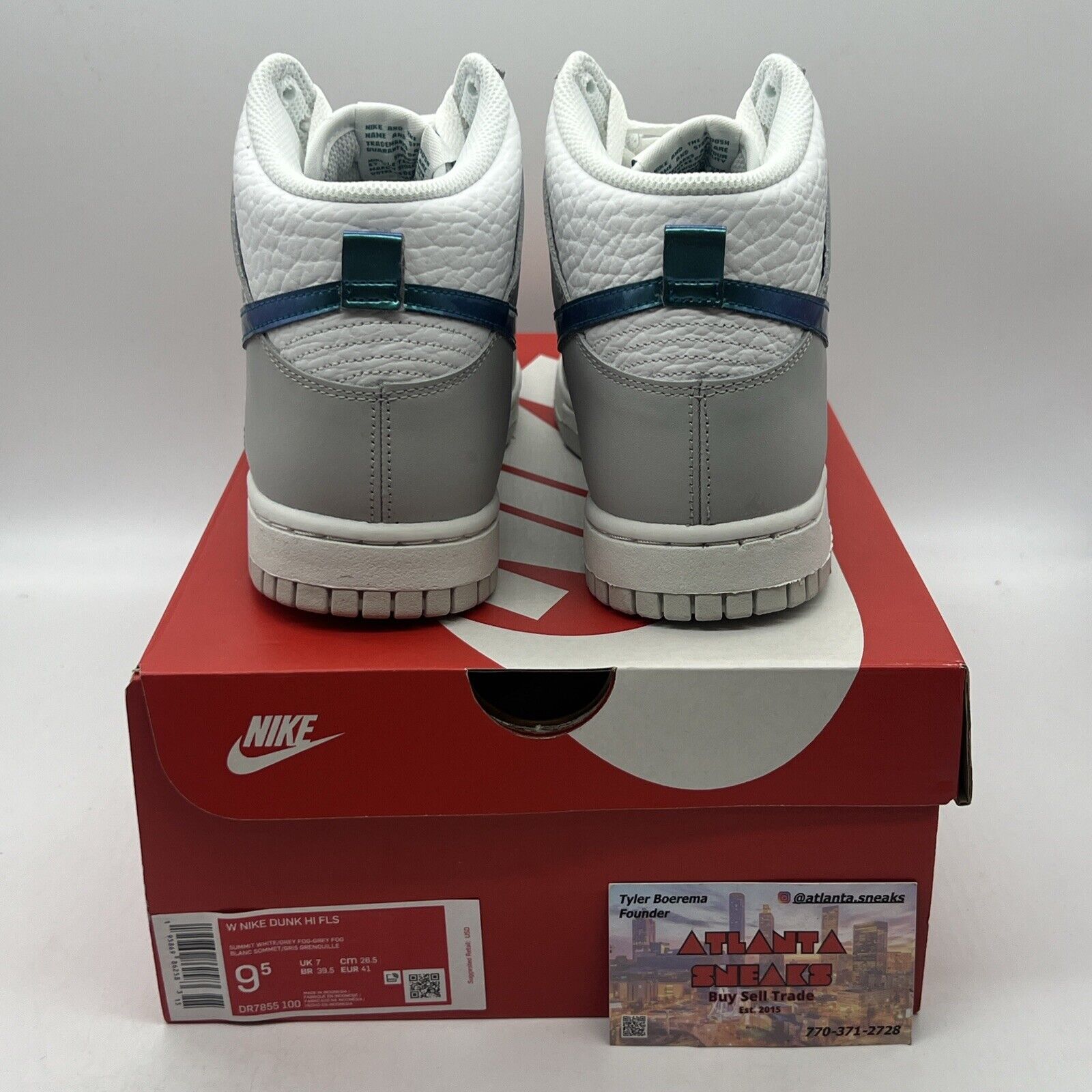 Size 9.5 - Wmns Nike Dunk High FLS Brand New Og All White Grey