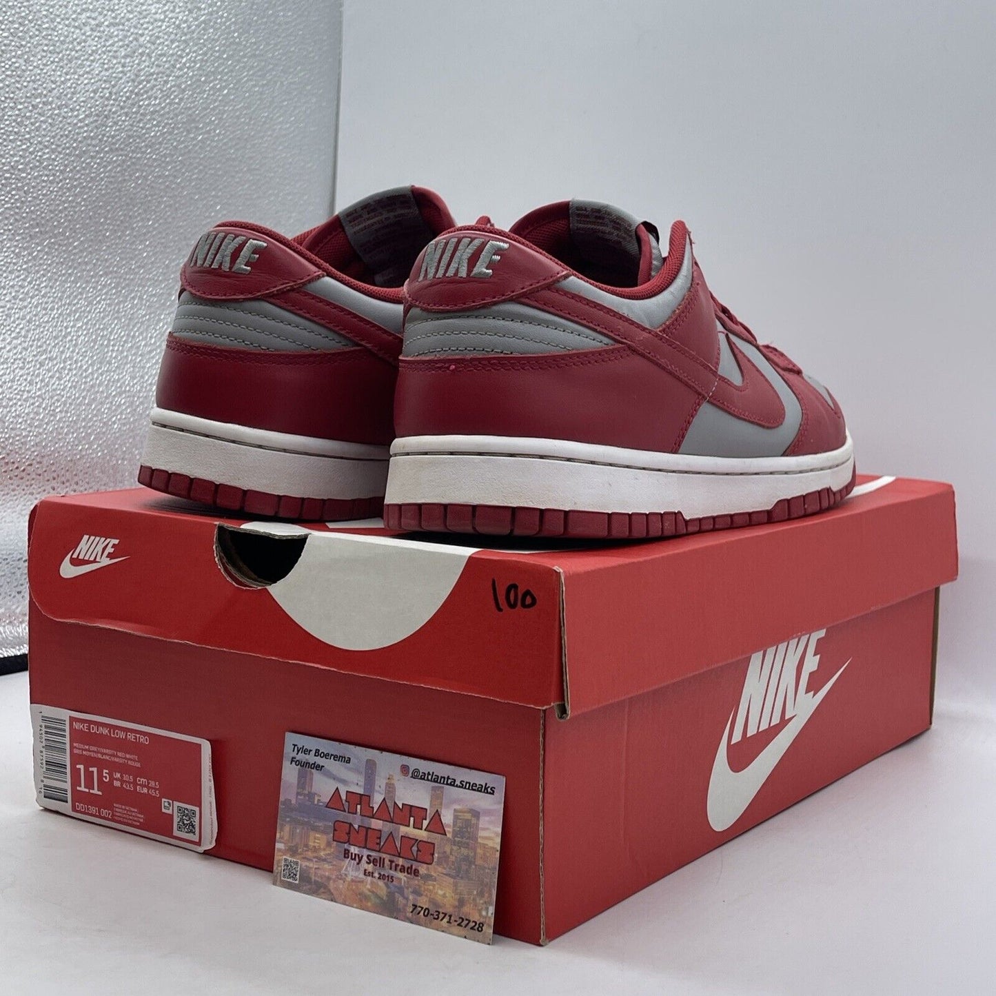 Size 11.5 - Nike Dunk Low SP UNLV 2021 Red White Grey Leather (DD1391-002)