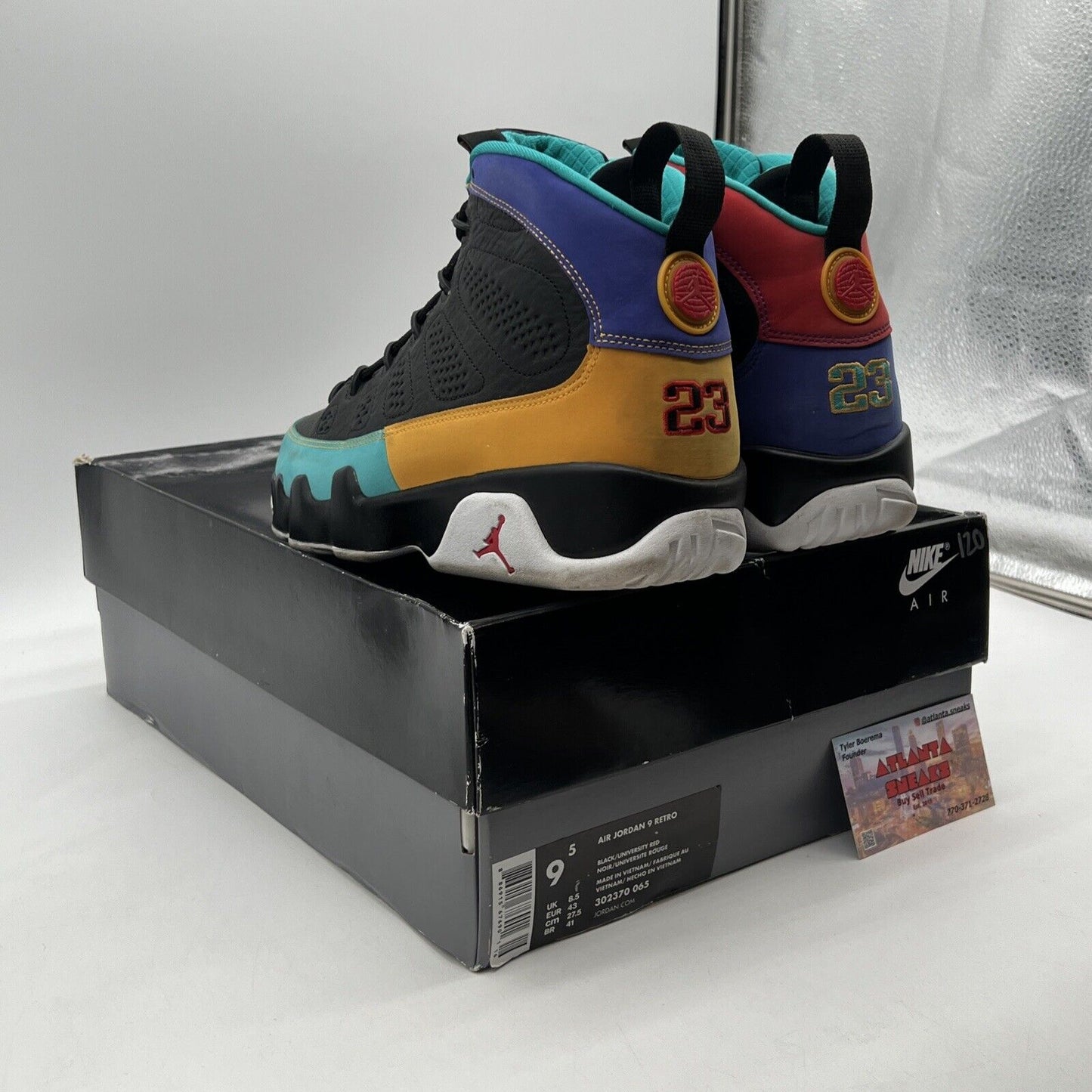 Size 9.5 - Air Jordan 9 Retro Dream It, Do It Purple Aqua Red Black (302370-065)