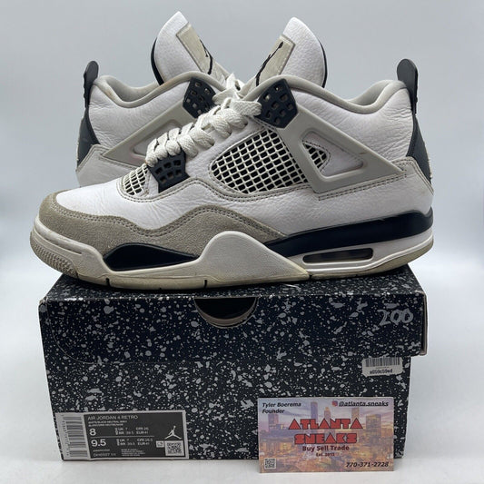 Size 8 - Jordan 4 Retro Mid Military Black White Suede Leather (DH6927-111)