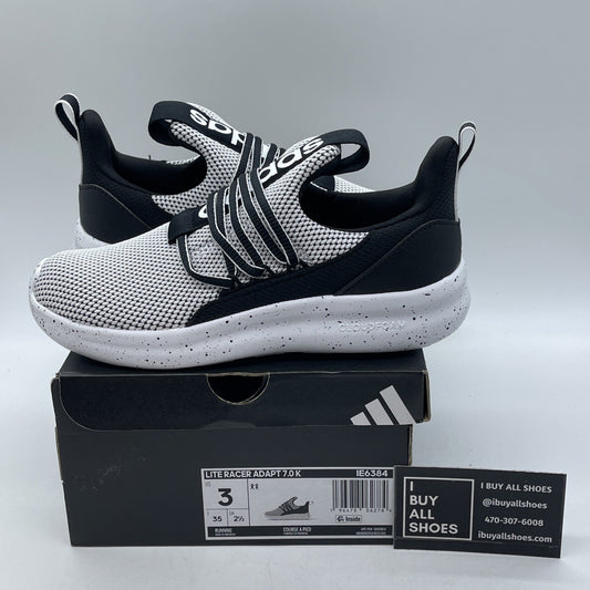 Size 3Y - adidas Lite Racer Adapt 7.0 Cloud White Core Black Leather (IE6384)
