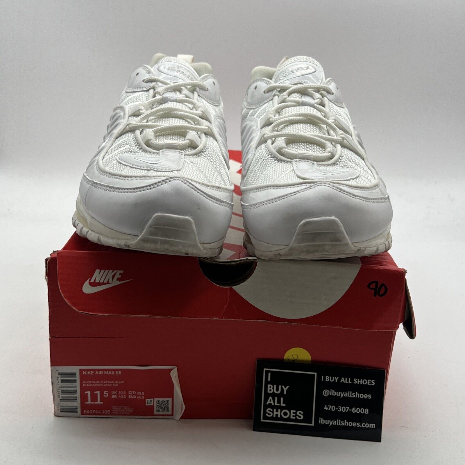 Size 11.5 - Nike Air Max 98 White Platinum (640744-106)