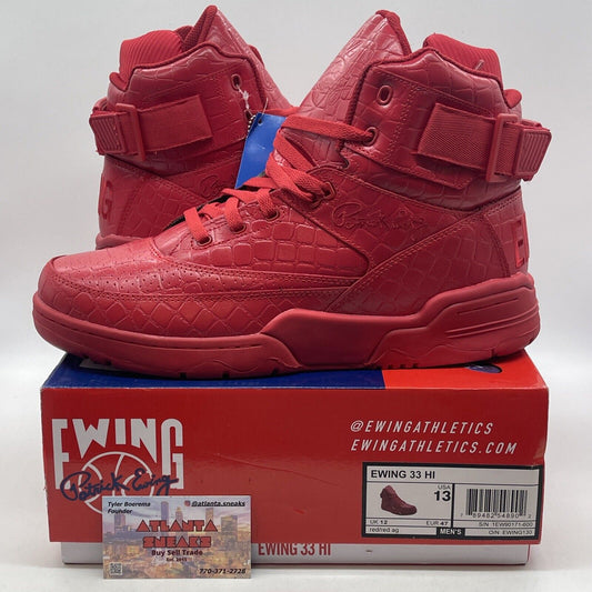 Size 13 - Ewing Athletics Ewing 33 Hi Red Croc Skin Red Leather (1EW90171-600)