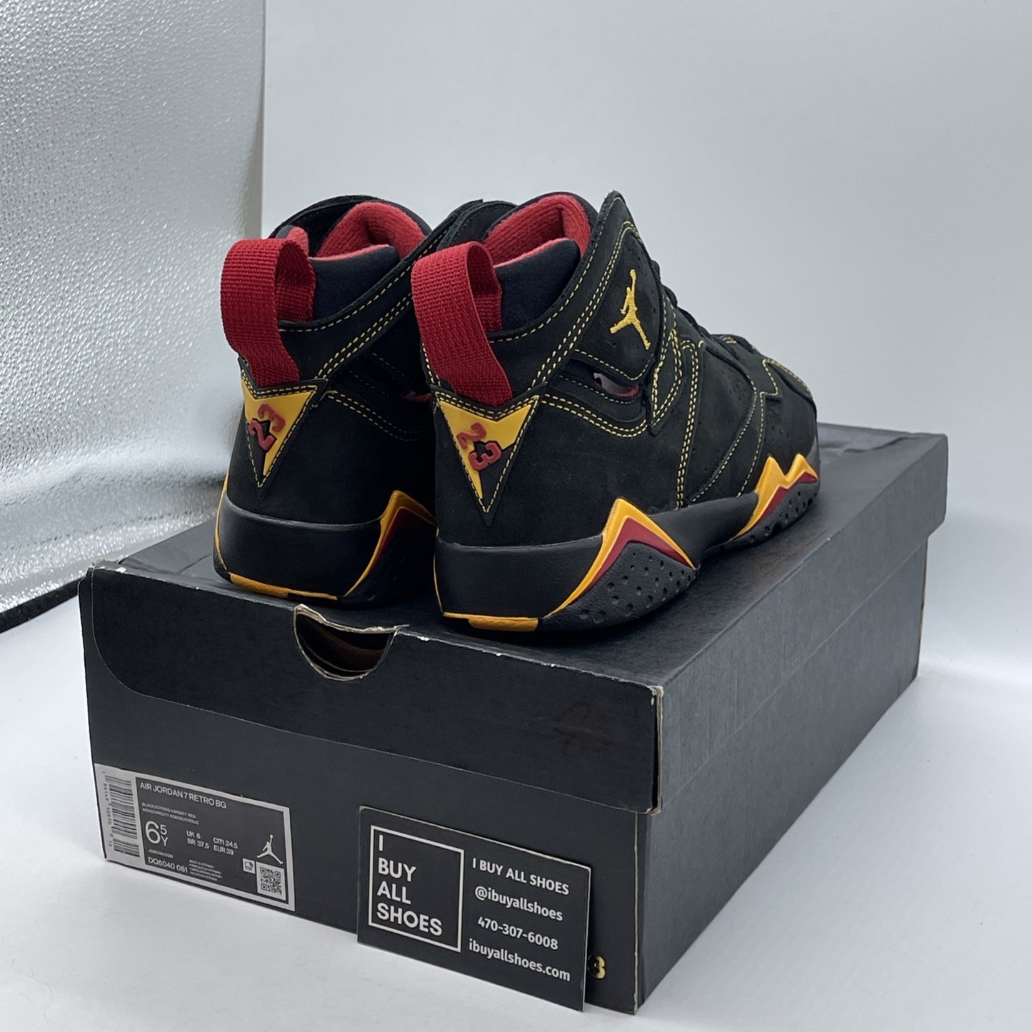 Size 6.5Y - Jordan 7 Retro 2022 Mid Citrus Black Suede (DQ6040-081)