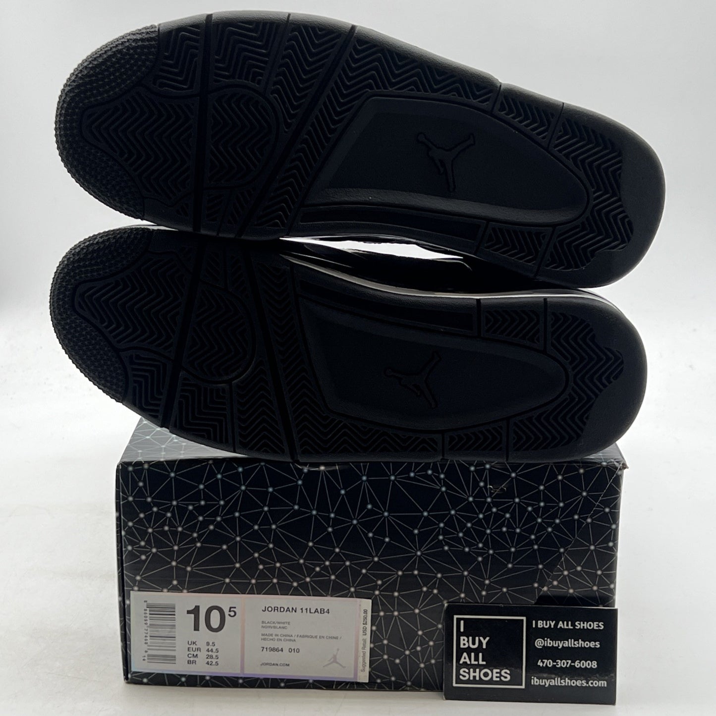 Size 10.5 - Air Jordan 4 Retro 11Lab4 - Black (719864-010)