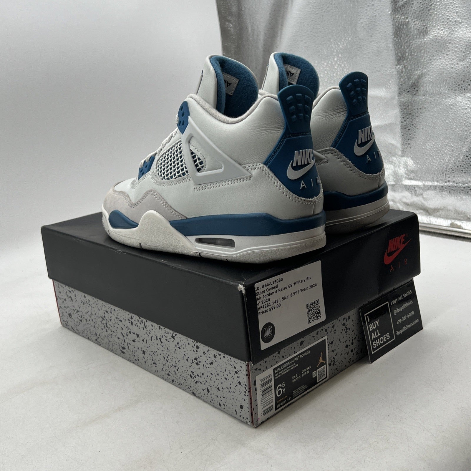 Size 6.5Y - Air Jordan 4 Retro 2024 Military Blue (HF4281-141)