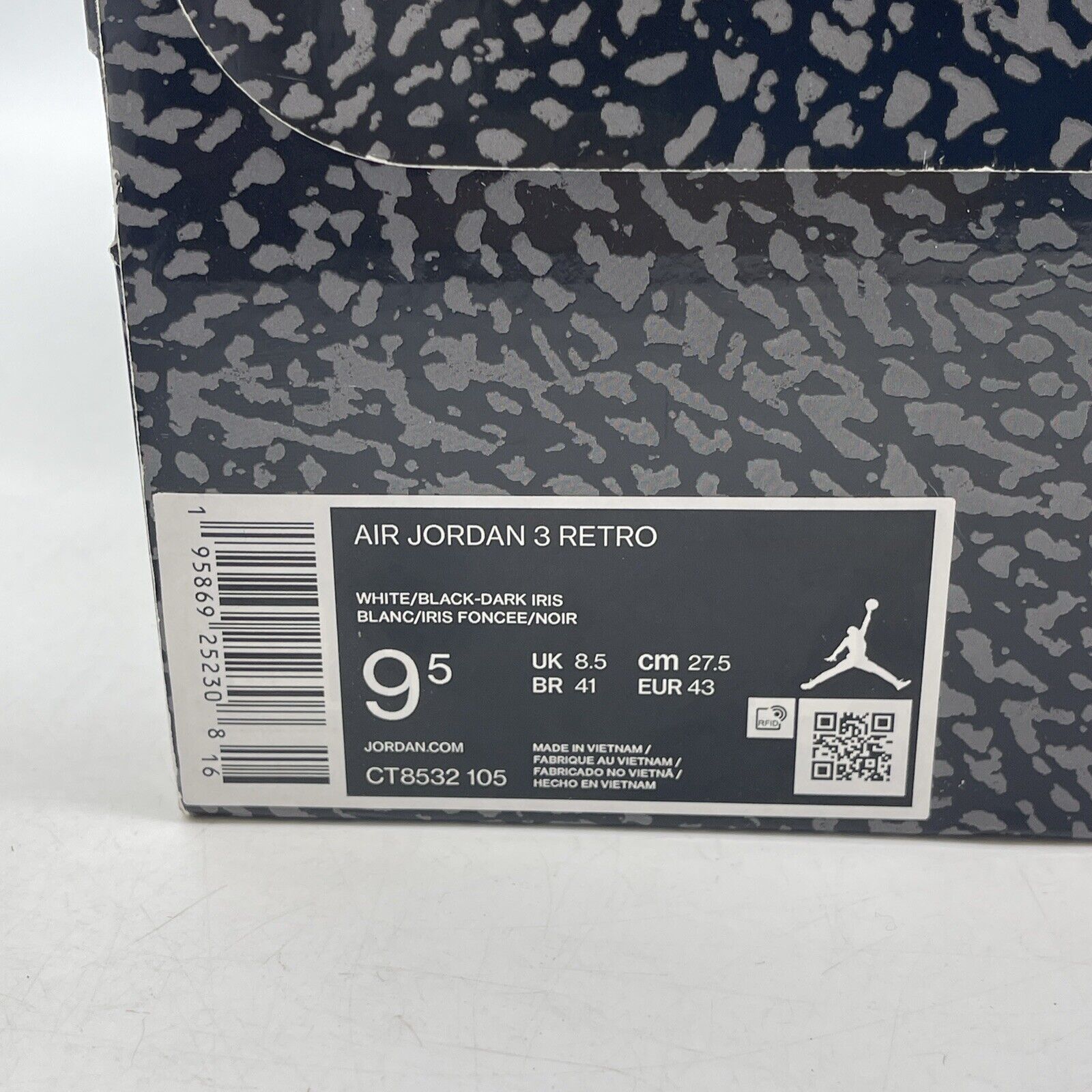 Size 9.5 - Jordan 3 Retro Mid Dark Iris Purple White Leather (CT8532-105)