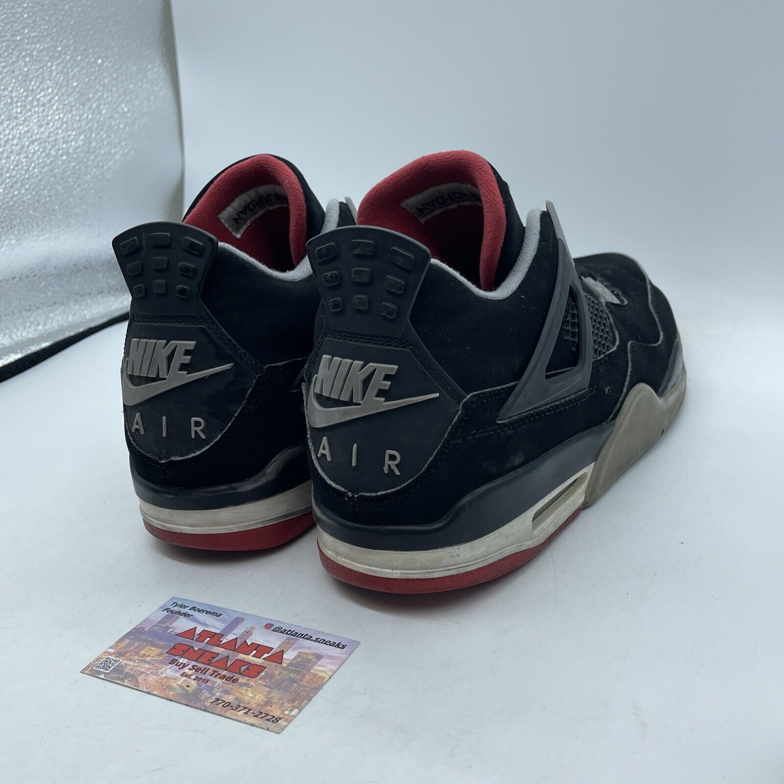 Size 10 - Jordan 4 Retro OG Mid Bred Black Red Grey Suede Leather (308497-060)