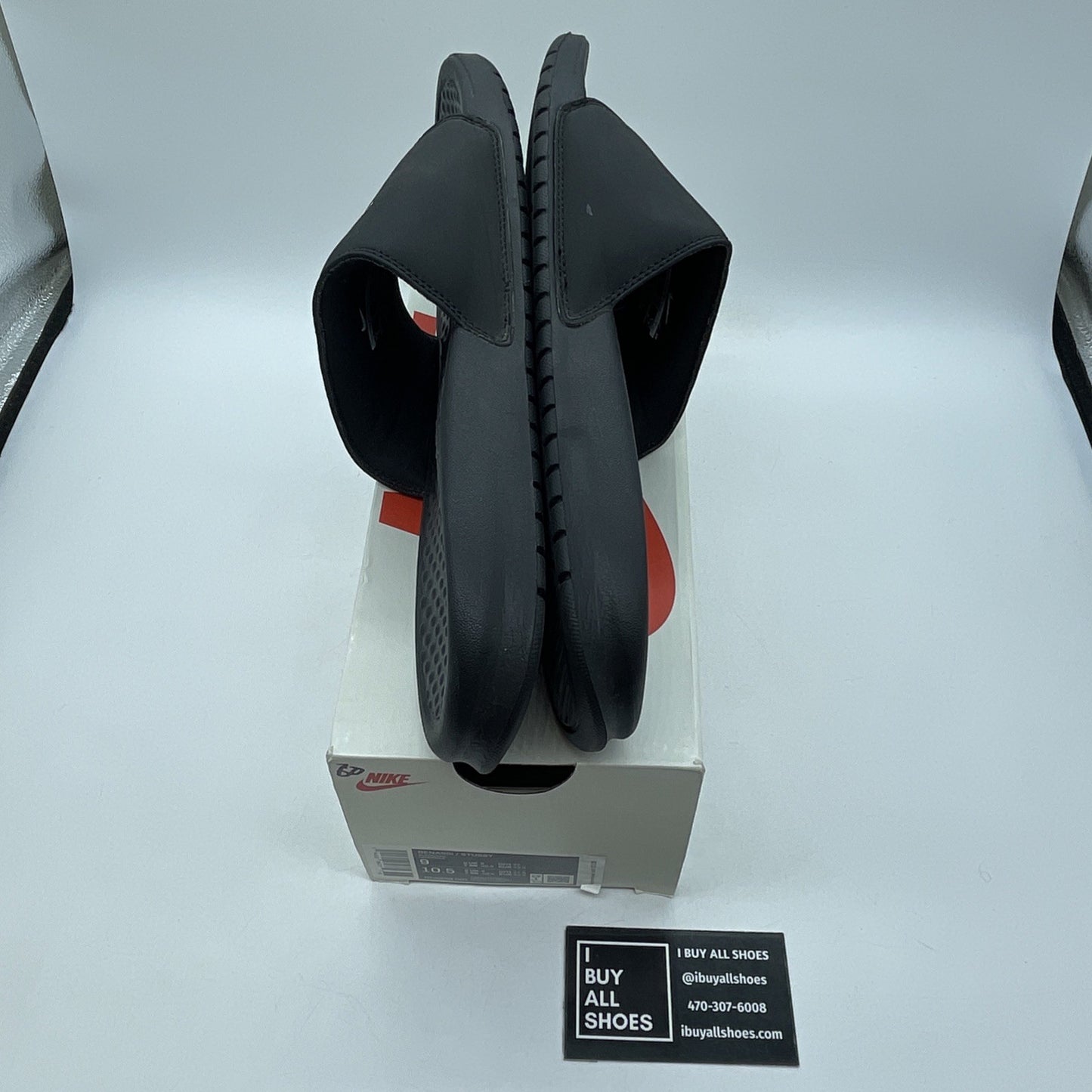 Size 9 - Nike x Stussy Benassi Slide Black Suede Rubber (DC5239-001)