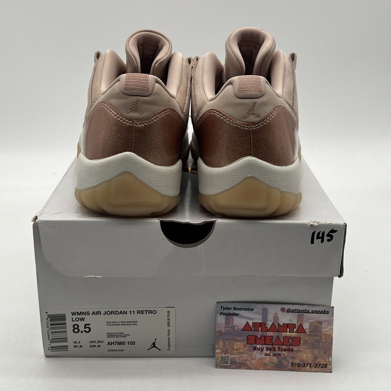 Size 8.5 - Air Jordan 11 Retro Low Rose Gold W Leather Suede White (AH7860-105)